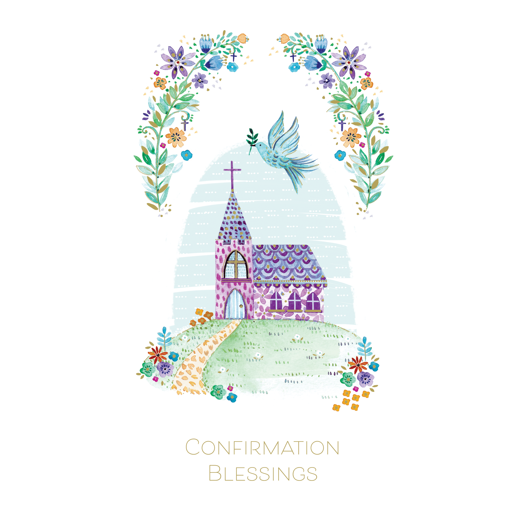 Pictura Spring Church Confirmation money holder card with floral design and space for personal message, suitable for religious gift.